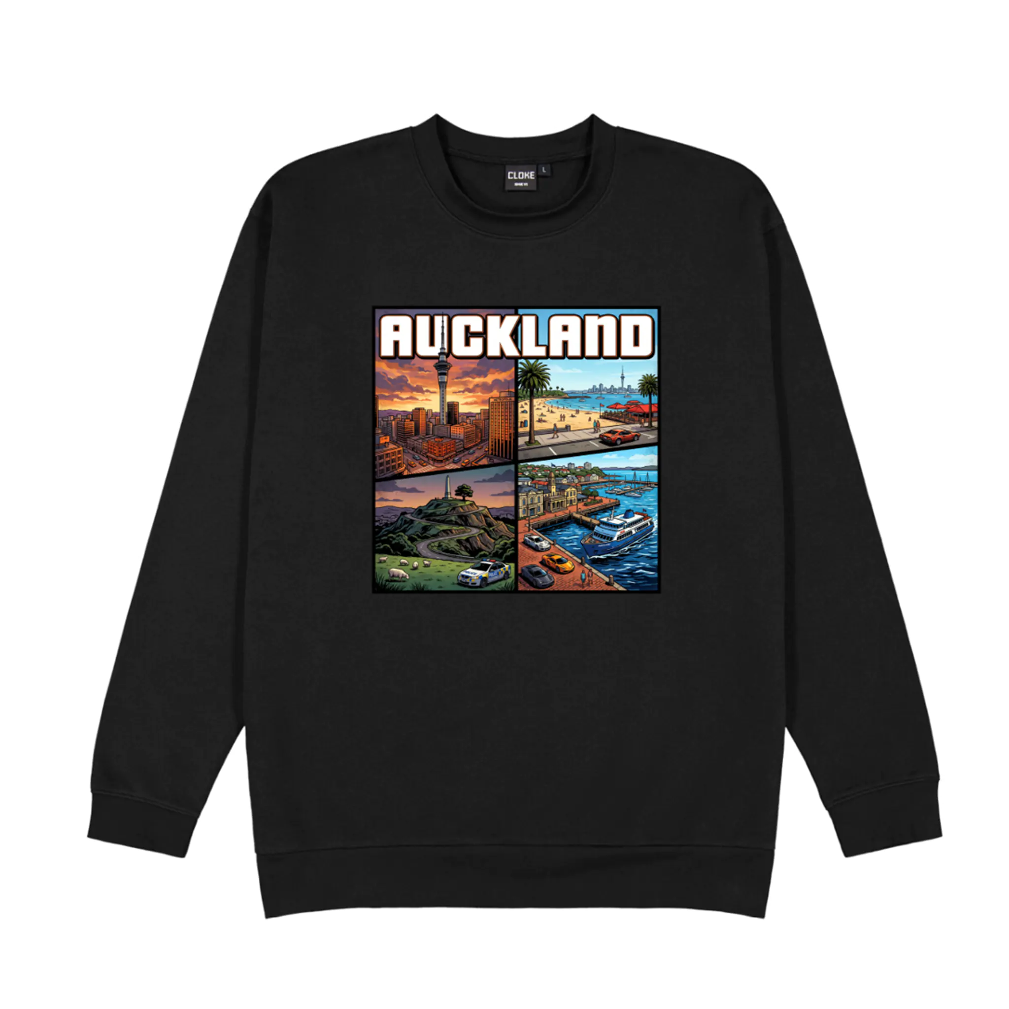 Cloke Mens Edge Crew Neck Graphic Sweatshirt | Auckland Theme