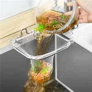 Disposable Strainer for washing Vegetables, Fruits || Triangular Kitchen Sink Strainer Mesh Bags and Holding stand